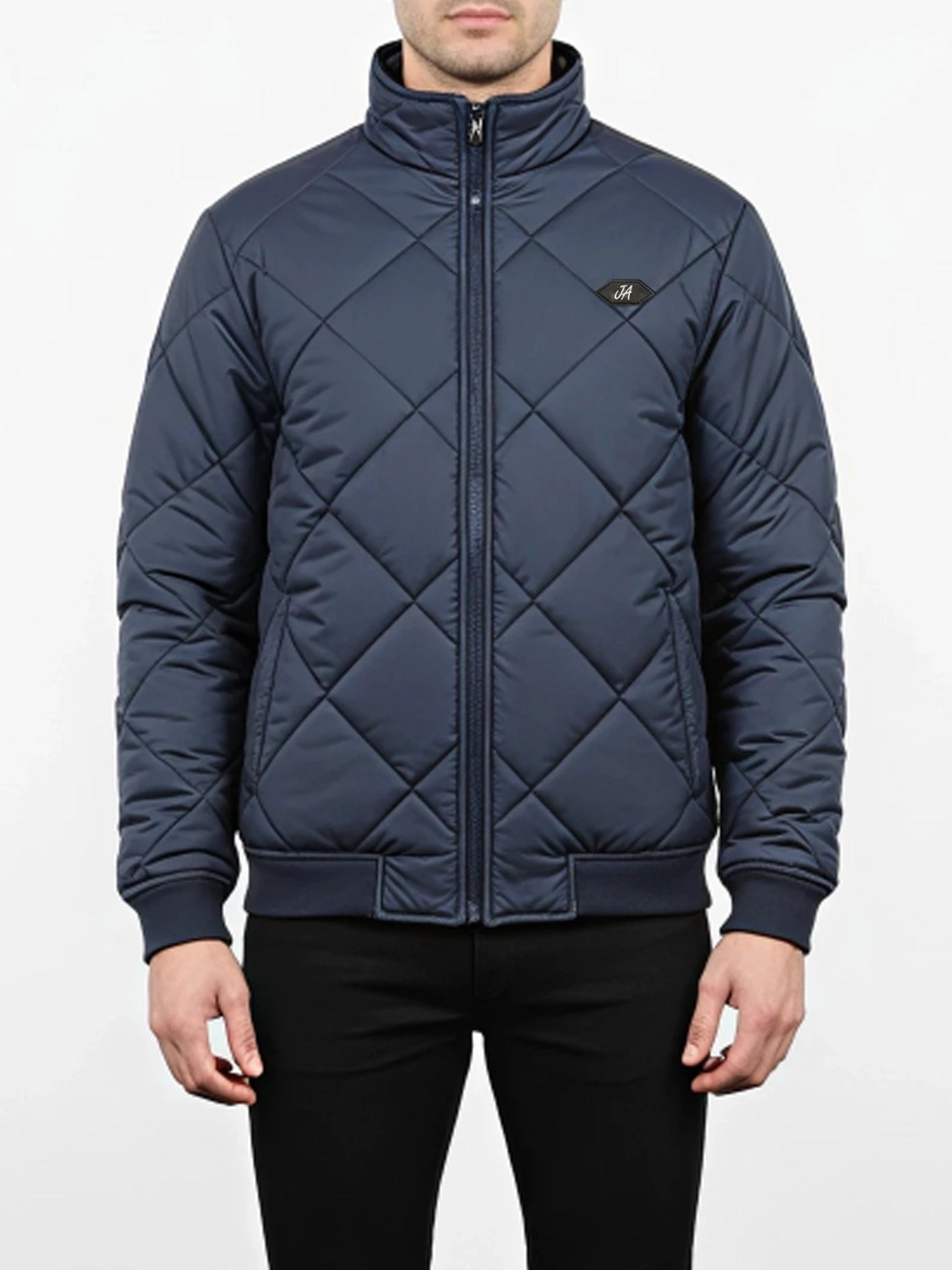 Diamond Quilted Puffer Jacket Navy