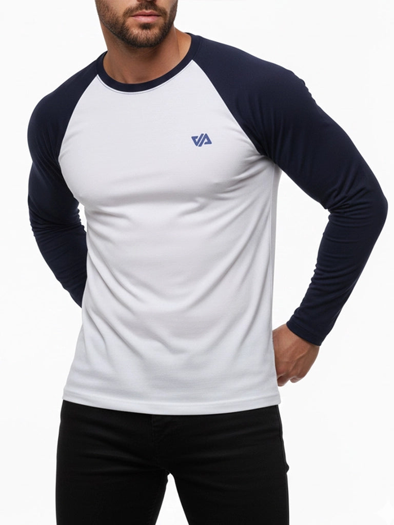 White & Navy Raglan