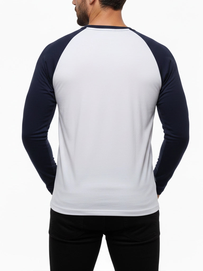 White & Navy Raglan