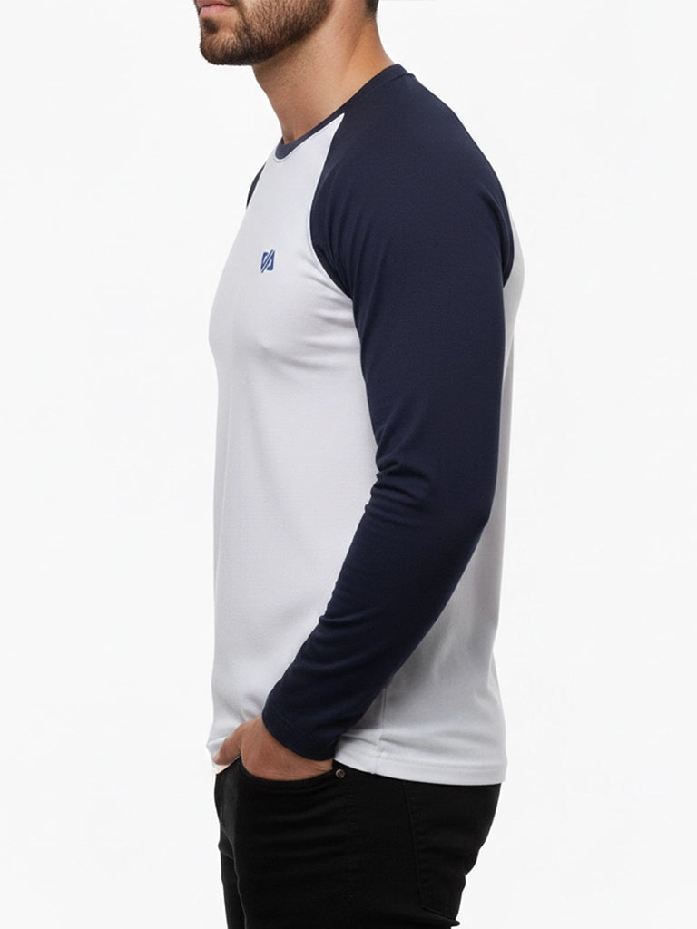 White & Navy Raglan