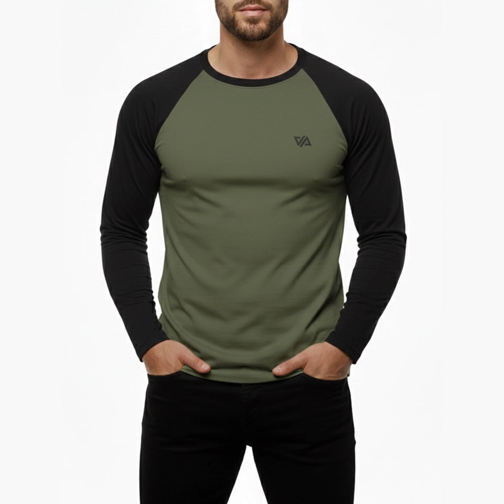 Olive & Black Raglan