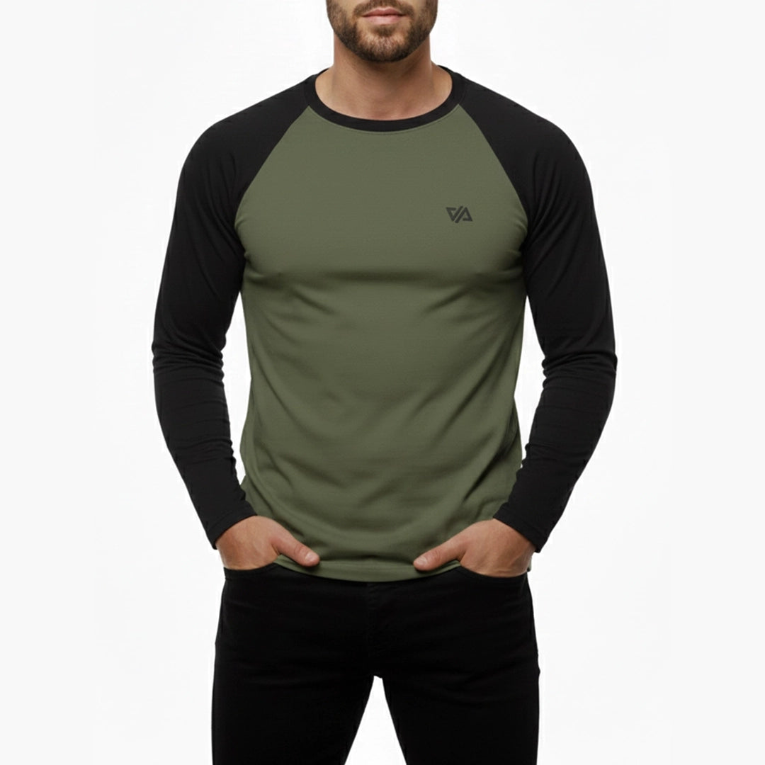 Olive & Black Raglan