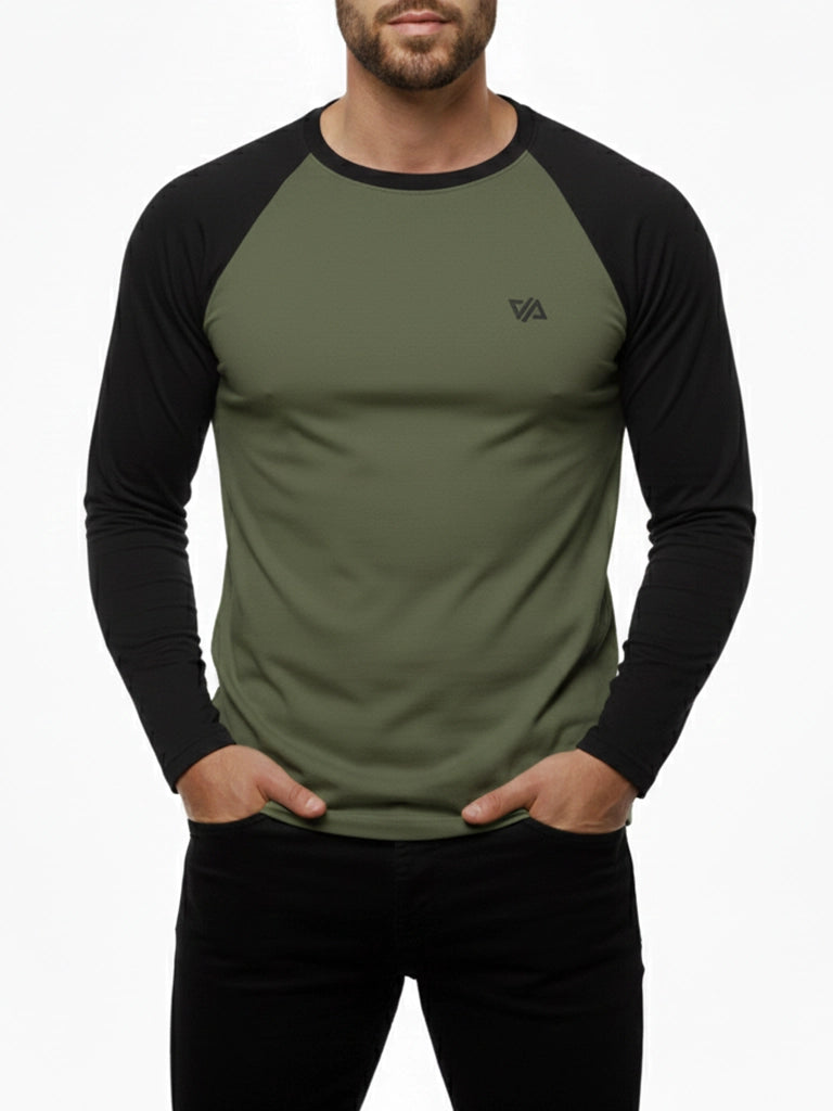 Olive & Black Raglan