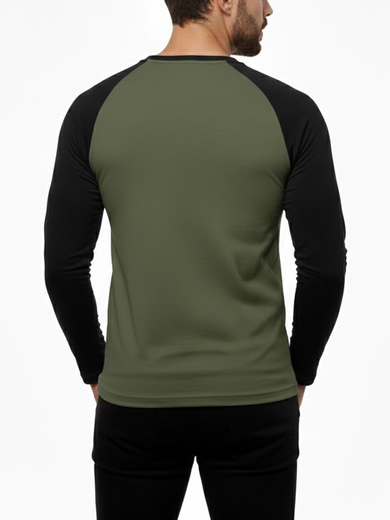 Olive & Black Raglan