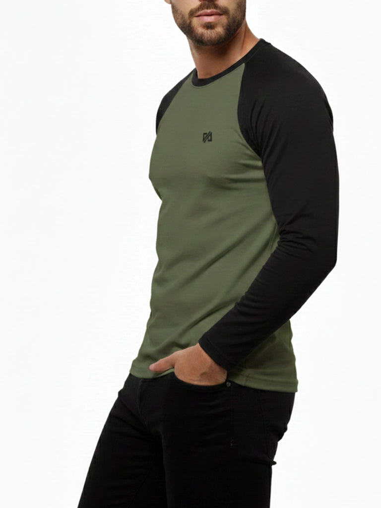 Olive & Black Raglan
