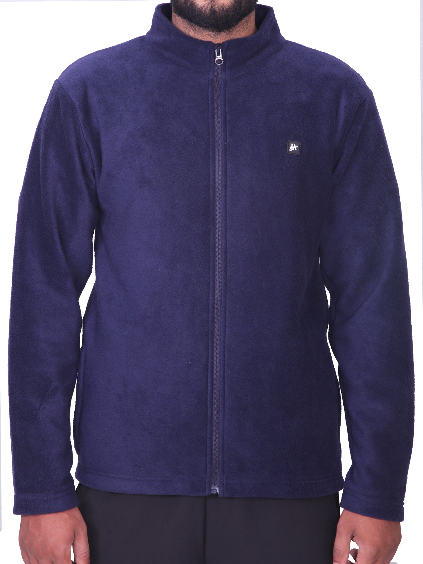 Navy Polar Fleece ZIP Pullover with Dual Side Zipper Pockets