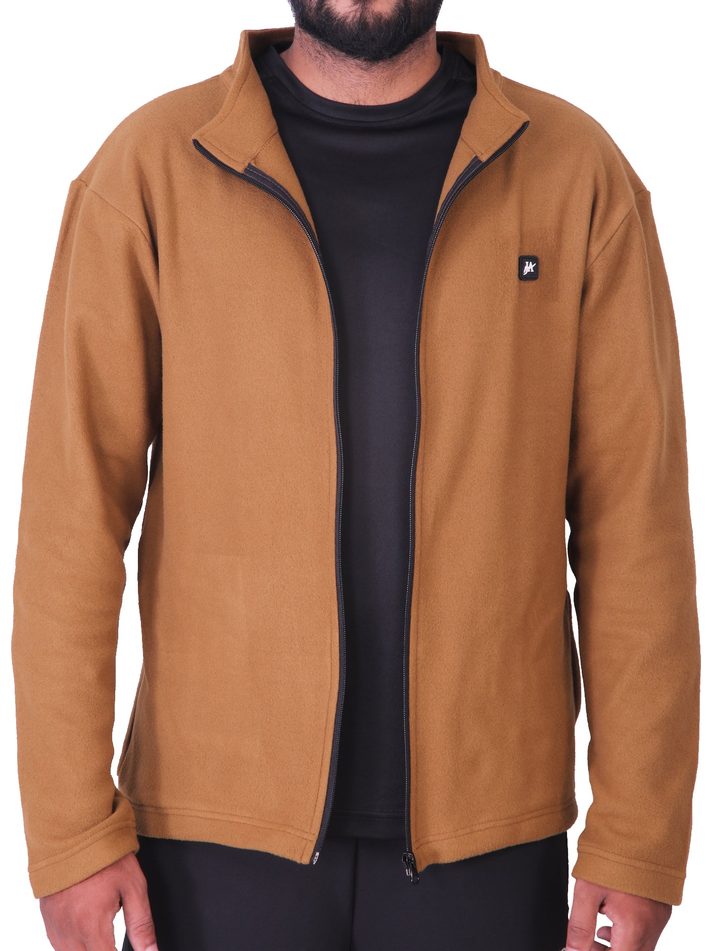 Brown Polar Fleece ZIP Pullover with Dual Side Zipper Pockets