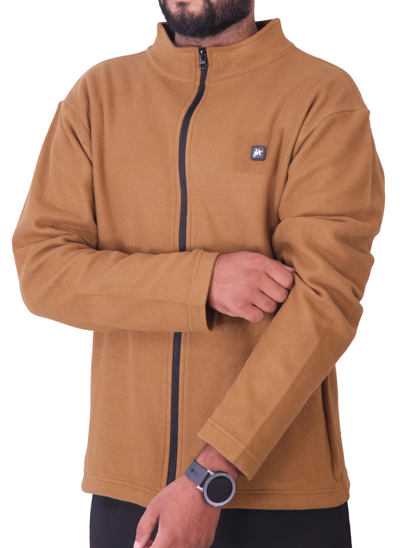 Brown Polar Fleece ZIP Pullover with Dual Side Zipper Pockets