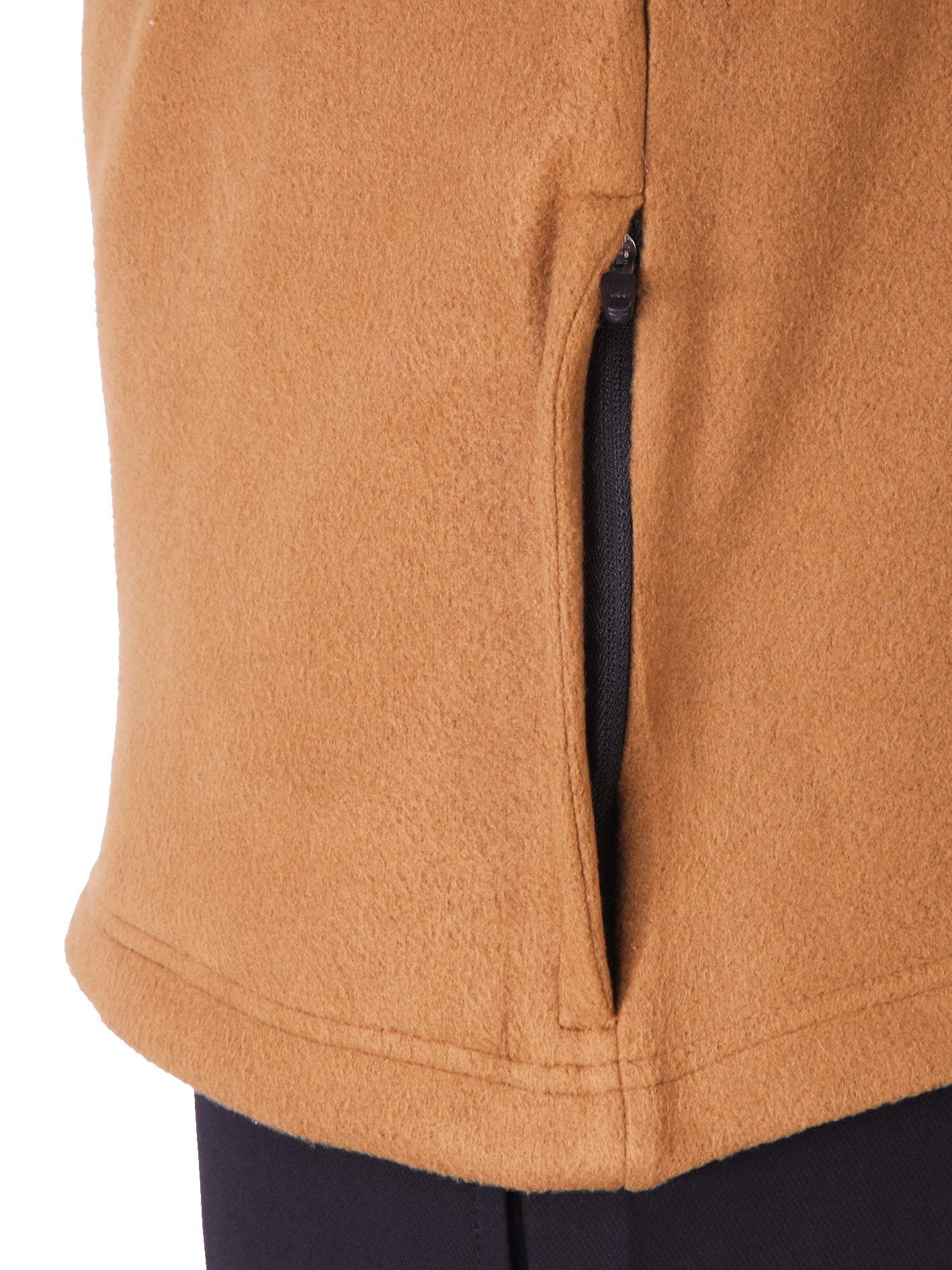 Brown Polar Fleece ZIP Pullover with Dual Side Zipper Pockets