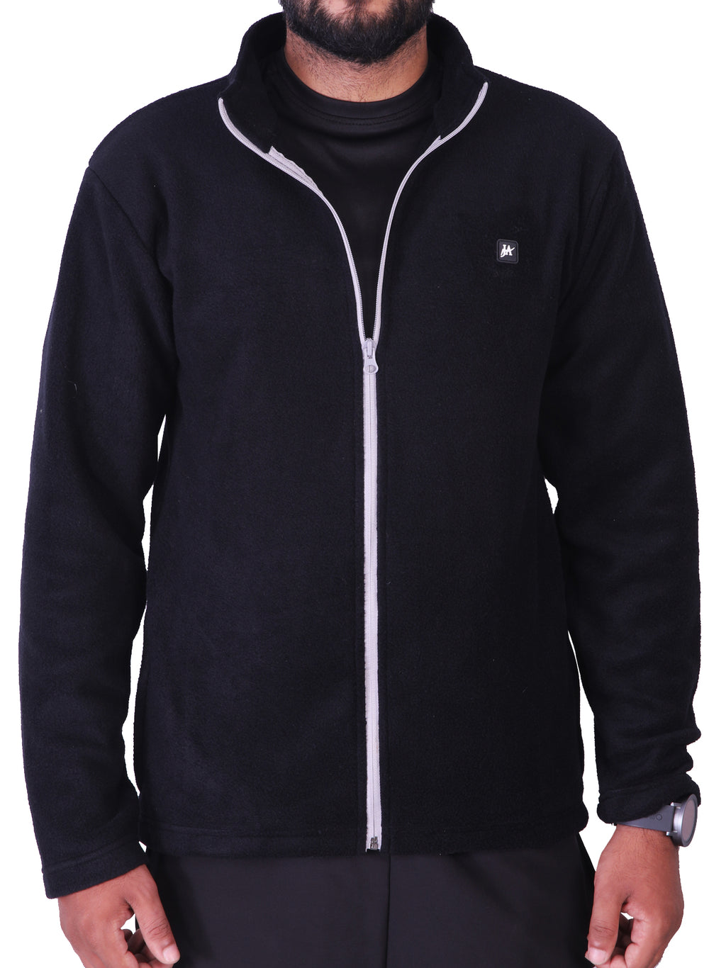 Black Polar Fleece ZIP Pullover with Dual Side Zipper Pockets