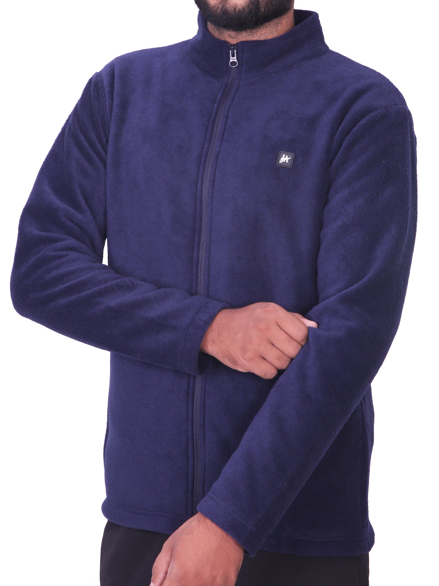 Navy Polar Fleece ZIP Pullover with Dual Side Zipper Pockets