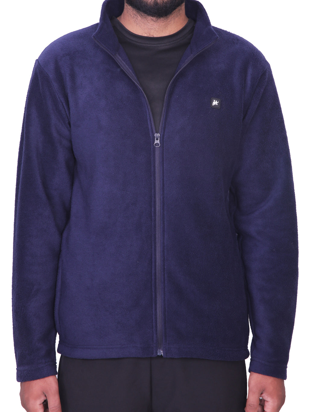 Navy Polar Fleece ZIP Pullover with Dual Side Zipper Pockets