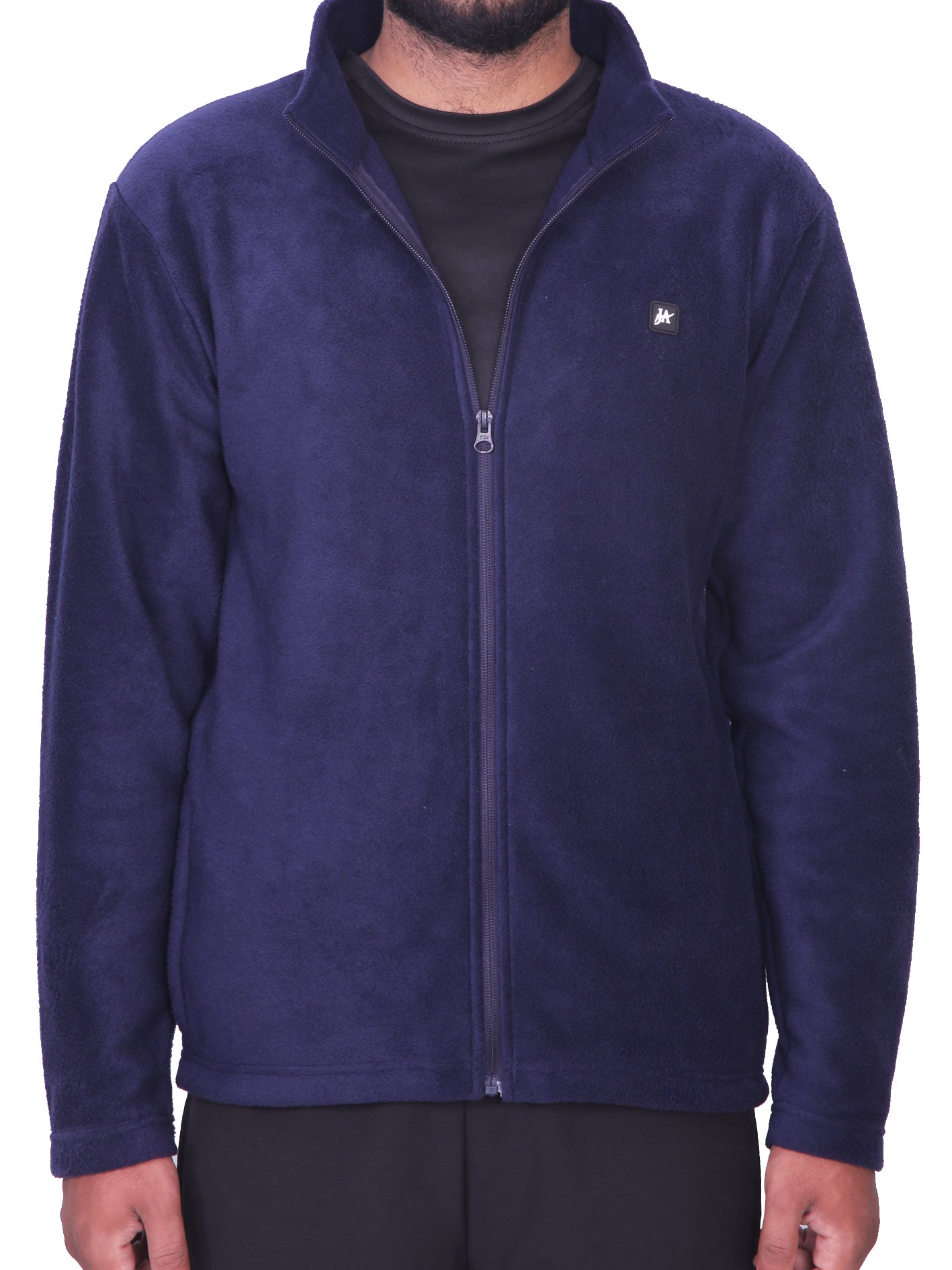 Navy Polar Fleece ZIP Pullover with Dual Side Zipper Pockets