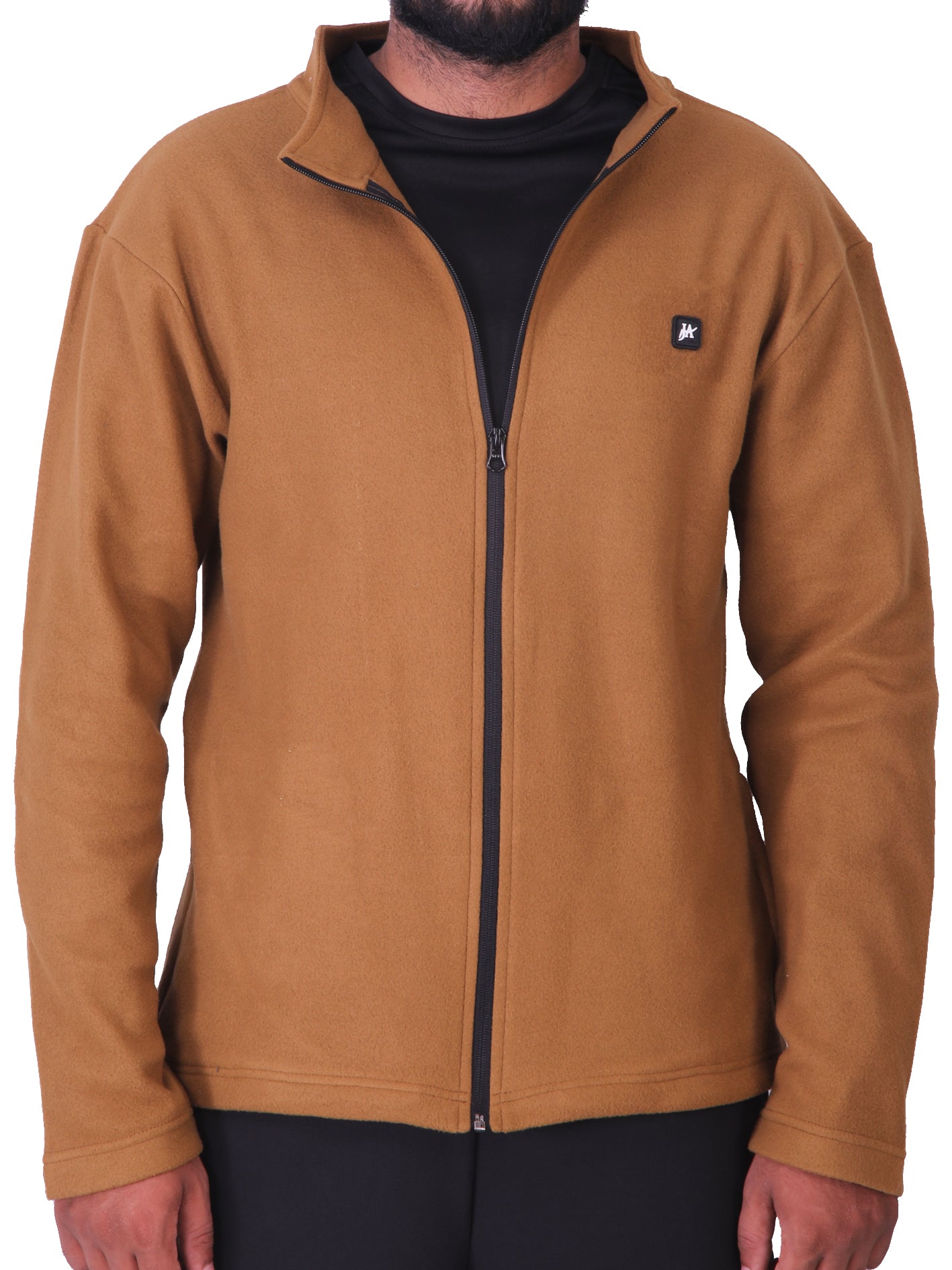 Brown Polar Fleece ZIP Pullover with Dual Side Zipper Pockets