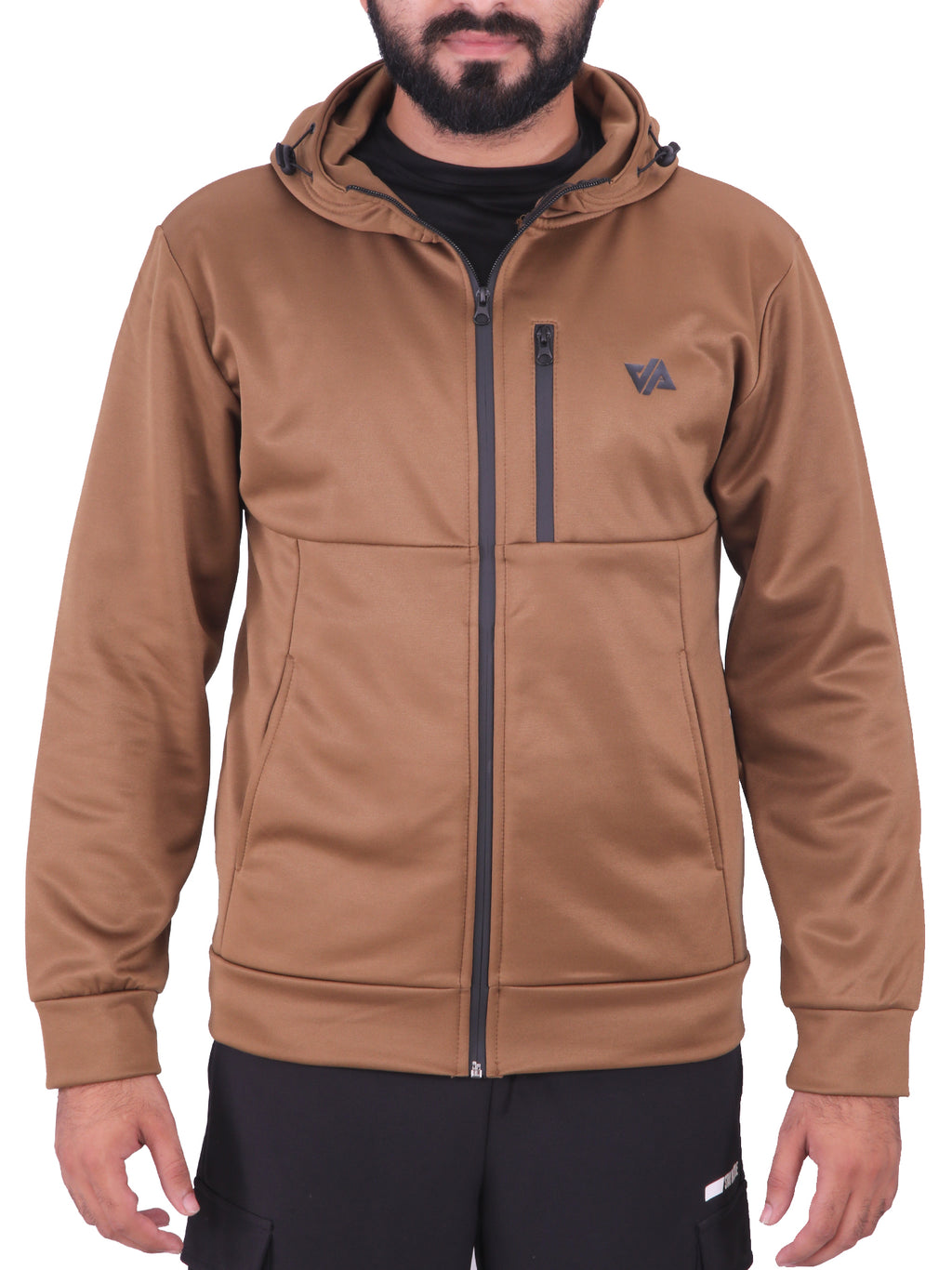 Bronze Poly Fleece Zipper Pocket Hoodie
