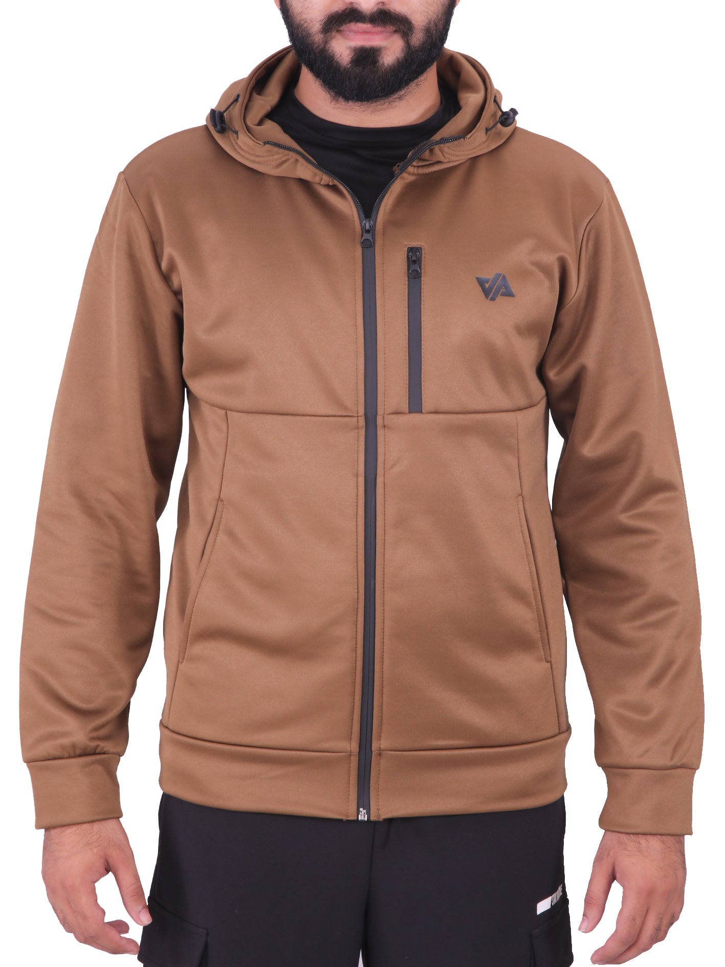 Bronze Poly Fleece Zipper Pocket Hoodie