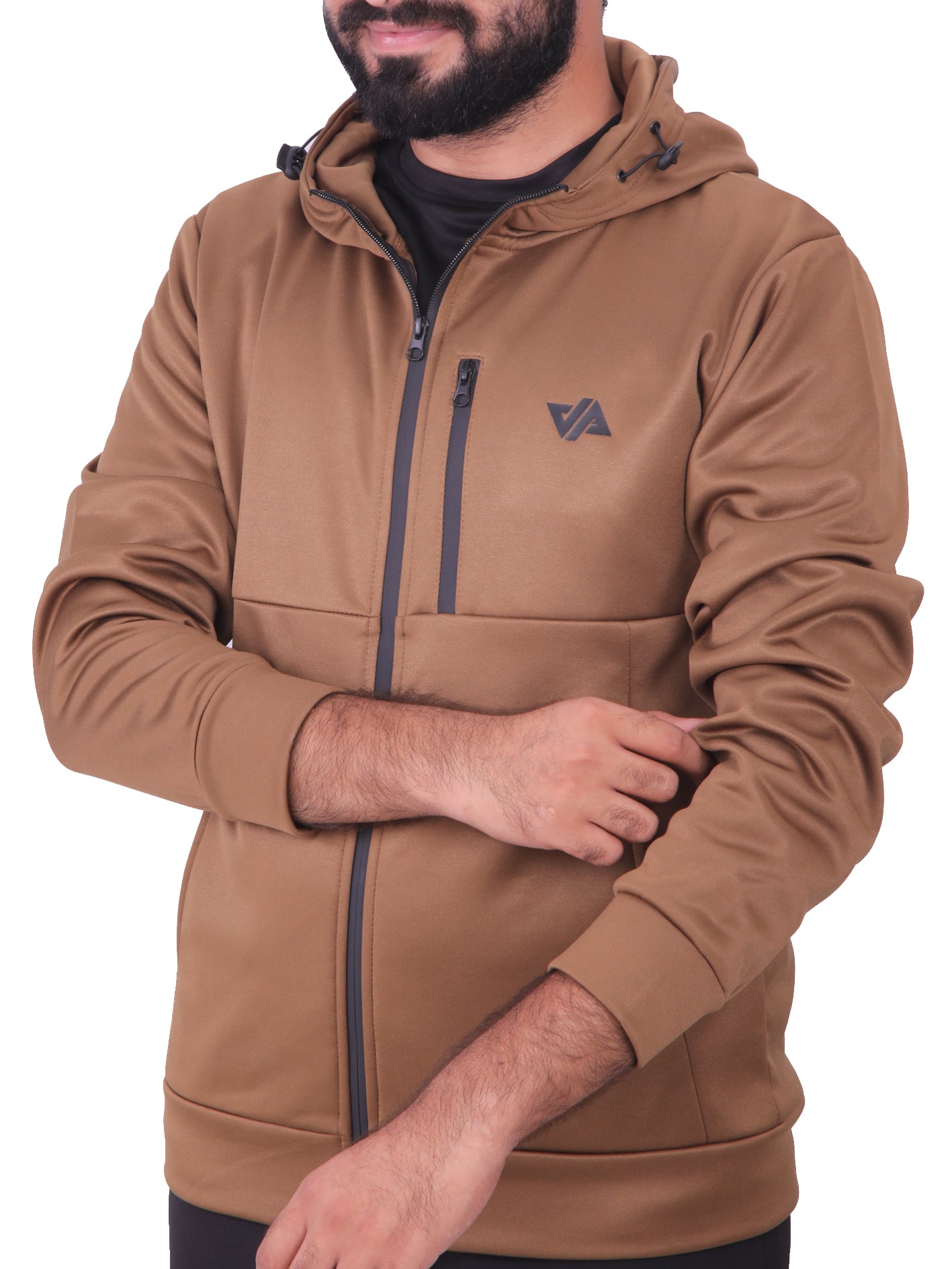 Bronze Poly Fleece Zipper Pocket Hoodie