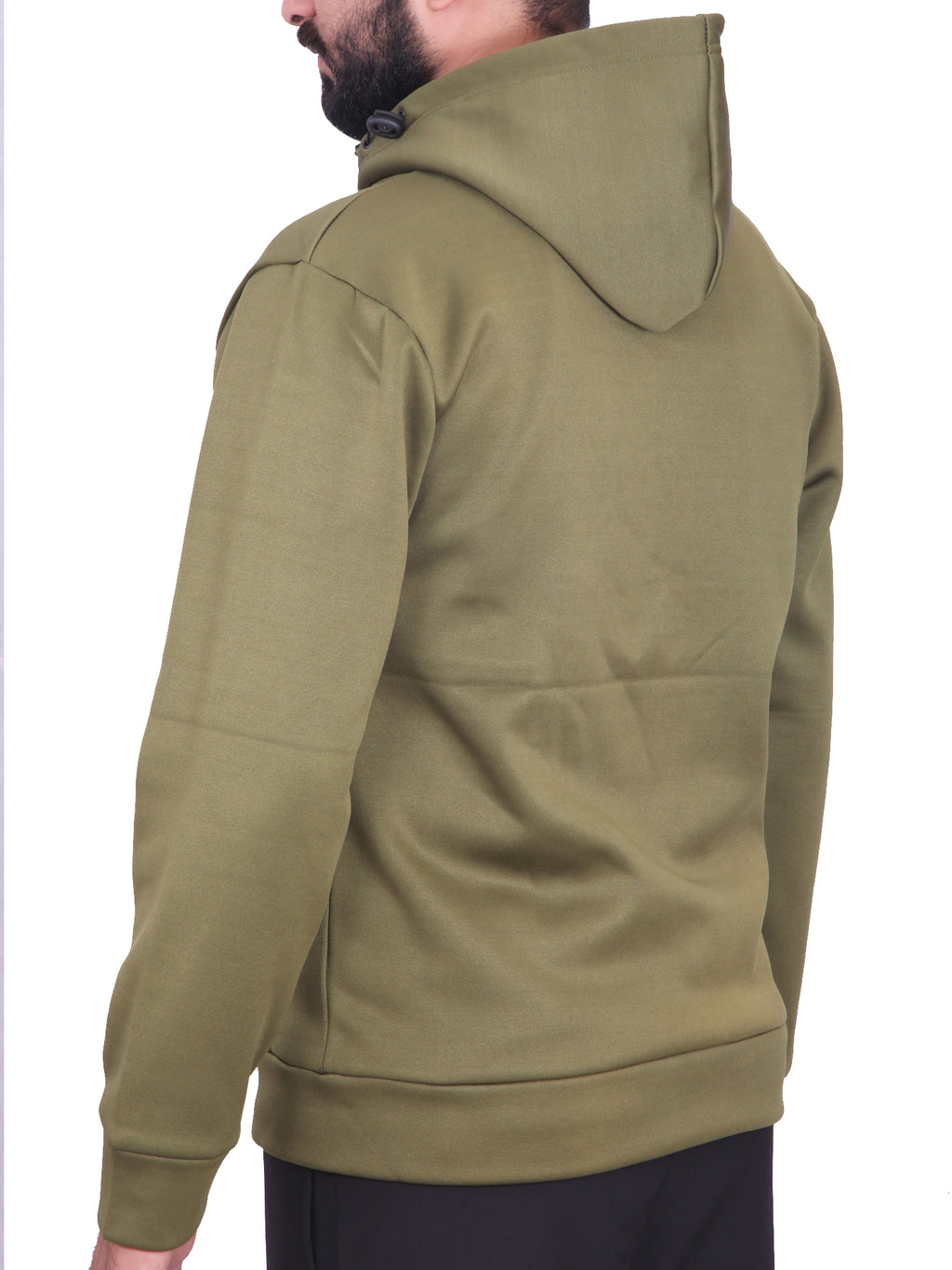 Olive Green Poly Fleece Zipper Pocket Hoodie