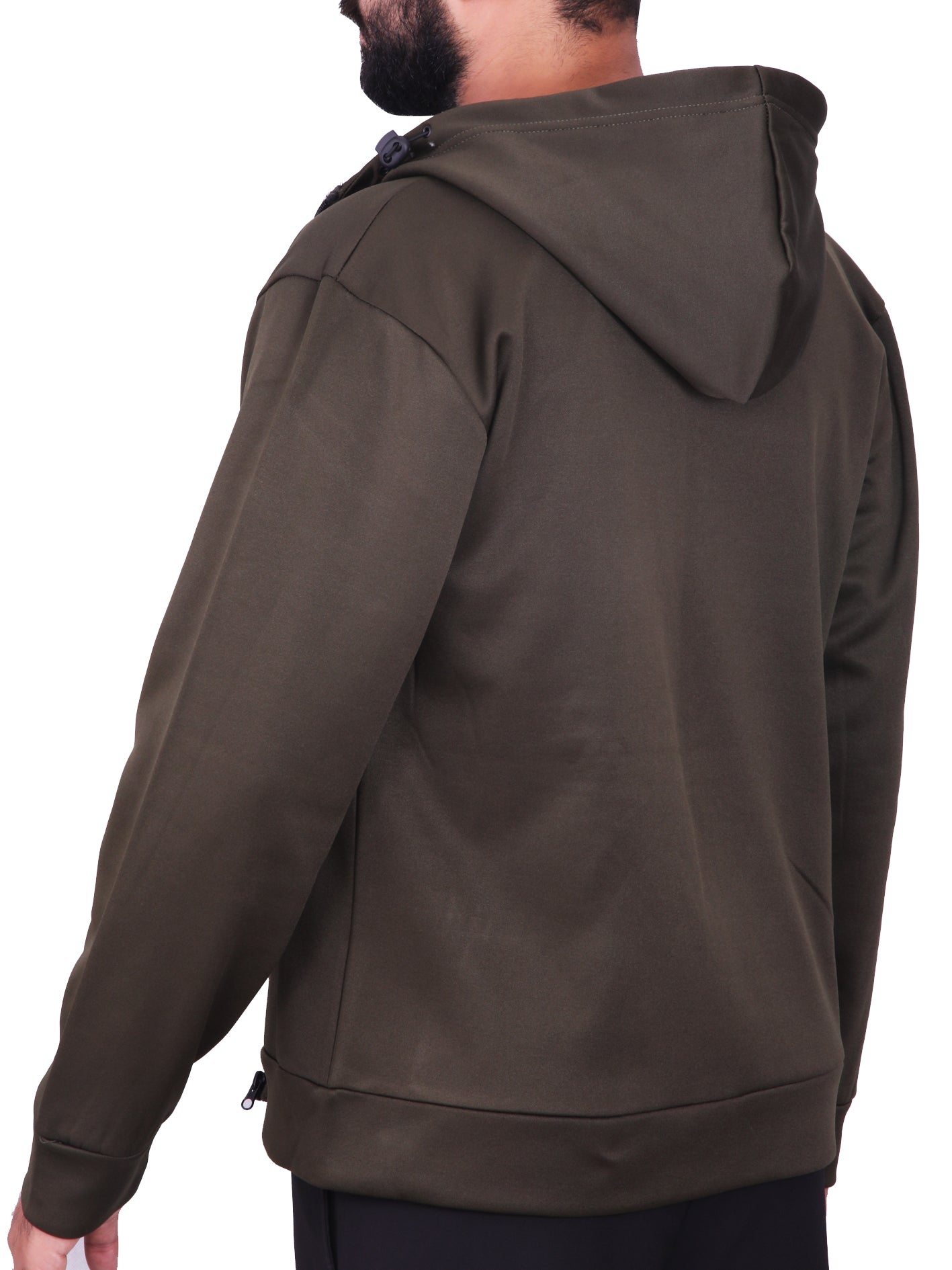 Dark Olive Poly Fleece Zipper Pocket Hoodie