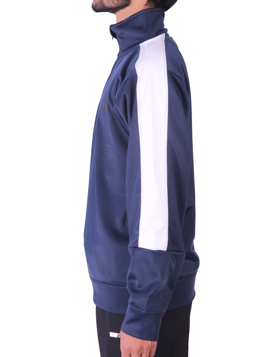 Polyester Mock neck Blue Shirt – Classic Fit