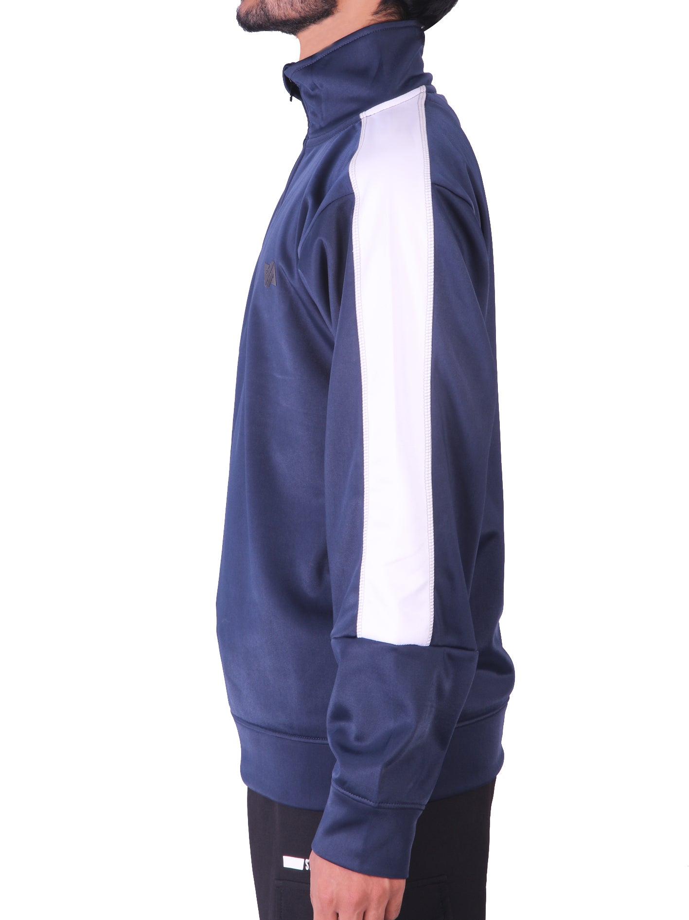 Polyester Mock neck Blue Shirt – Classic Fit