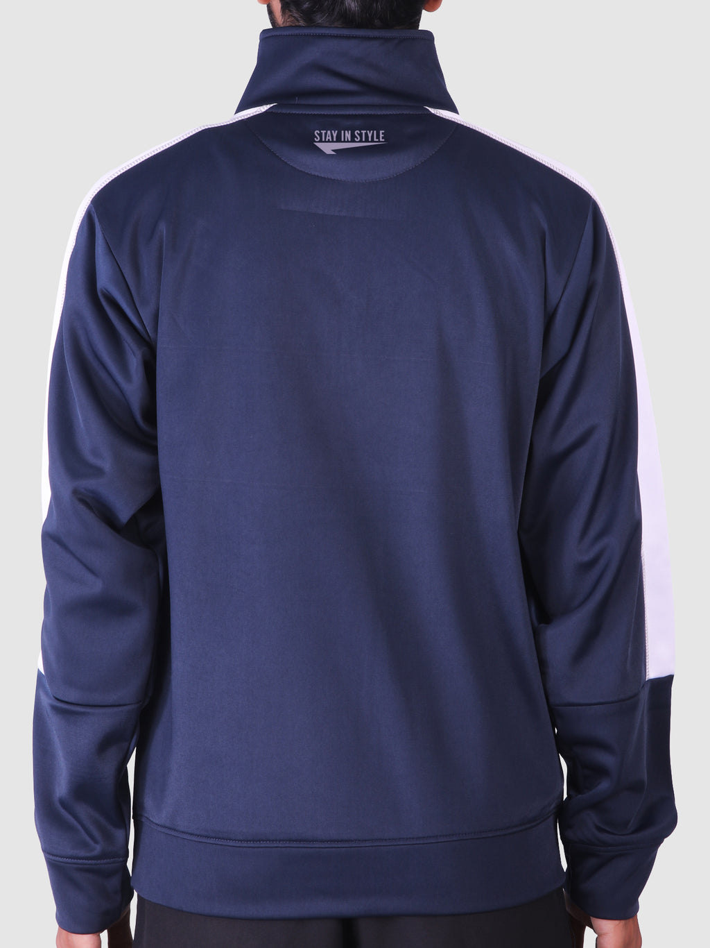 Polyester Mock neck Blue Shirt – Classic Fit