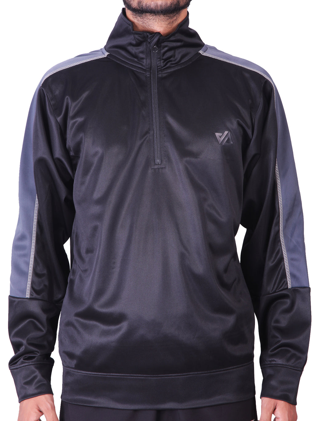 Polyester Mock neck Black Shirt – Classic Fit