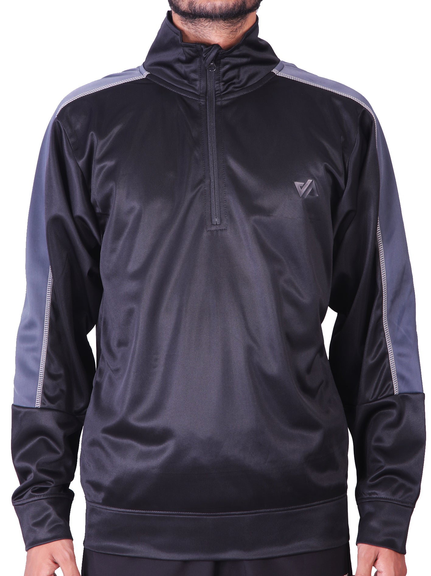 Polyester Mock neck Black Shirt – Classic Fit