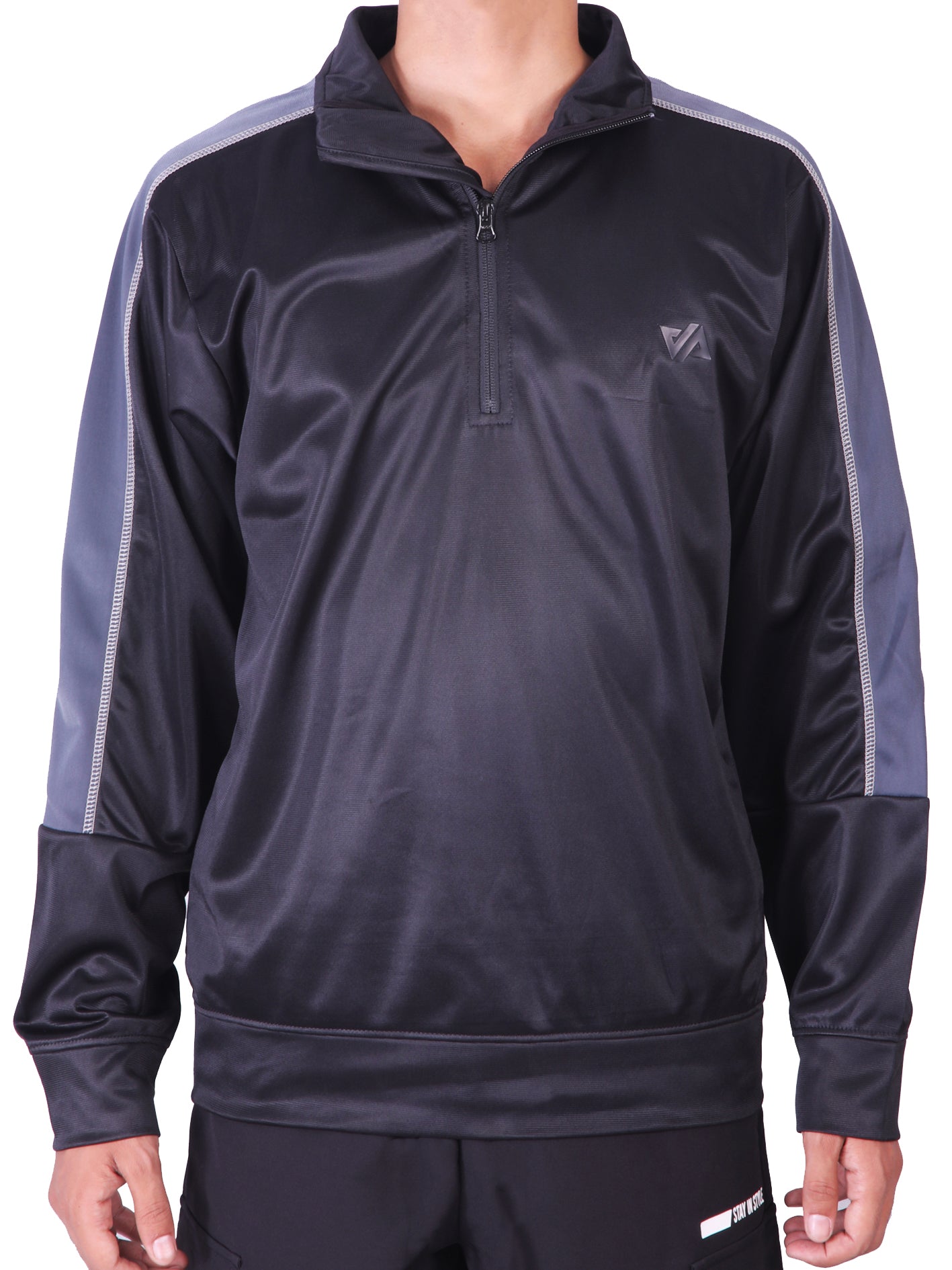 Polyester Mock neck Black Shirt – Classic Fit