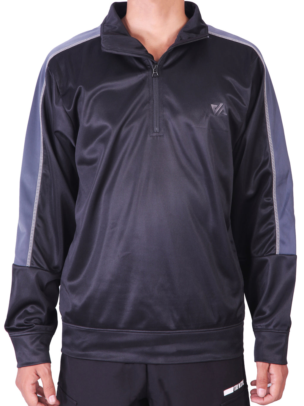 Polyester Mock neck Black Shirt – Classic Fit