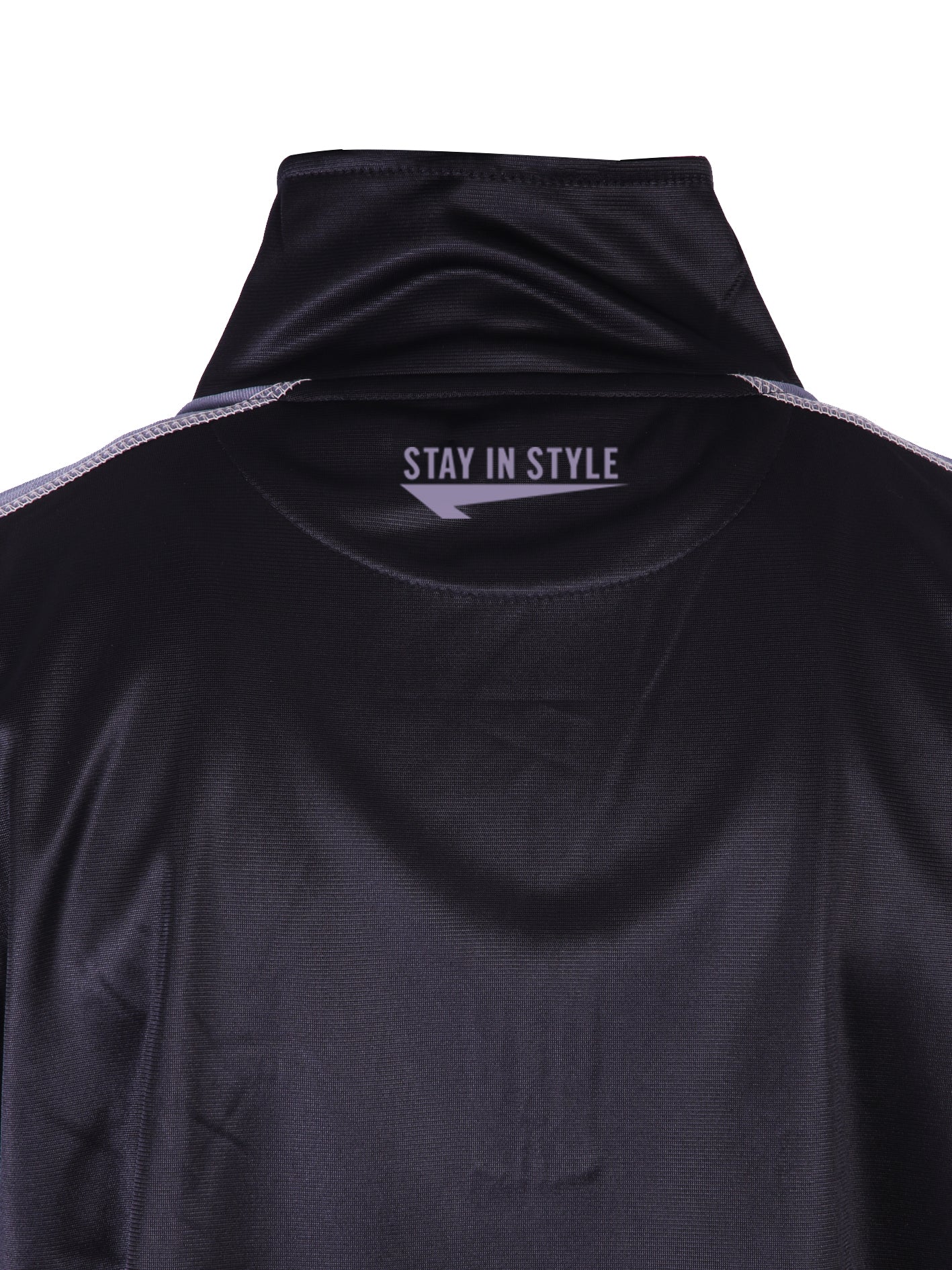 Polyester Mock neck Black Shirt – Classic Fit