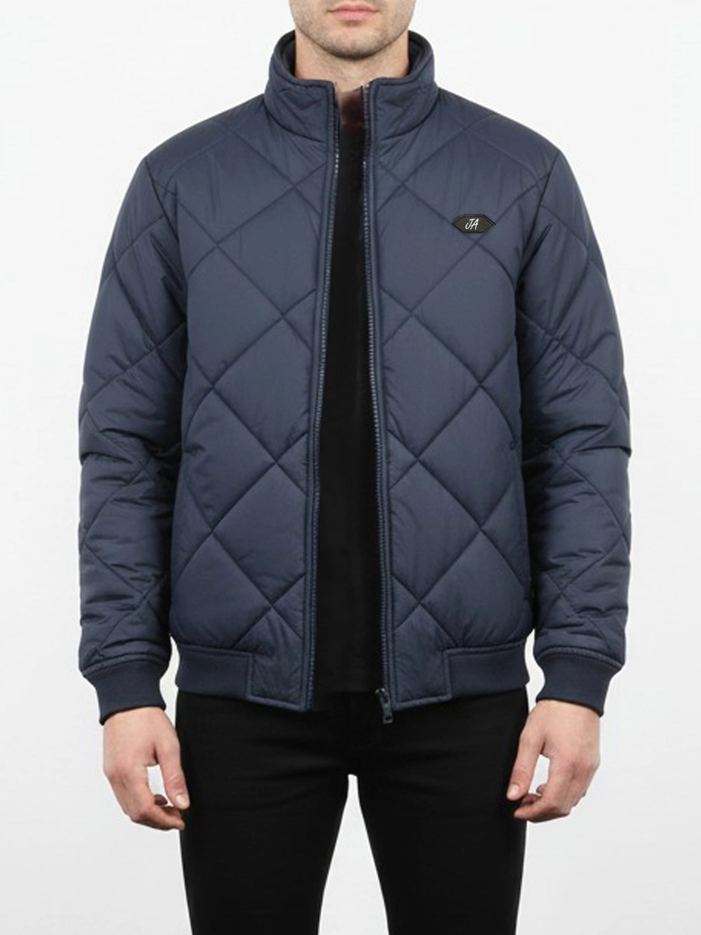Diamond Quilted Puffer Jacket Navy