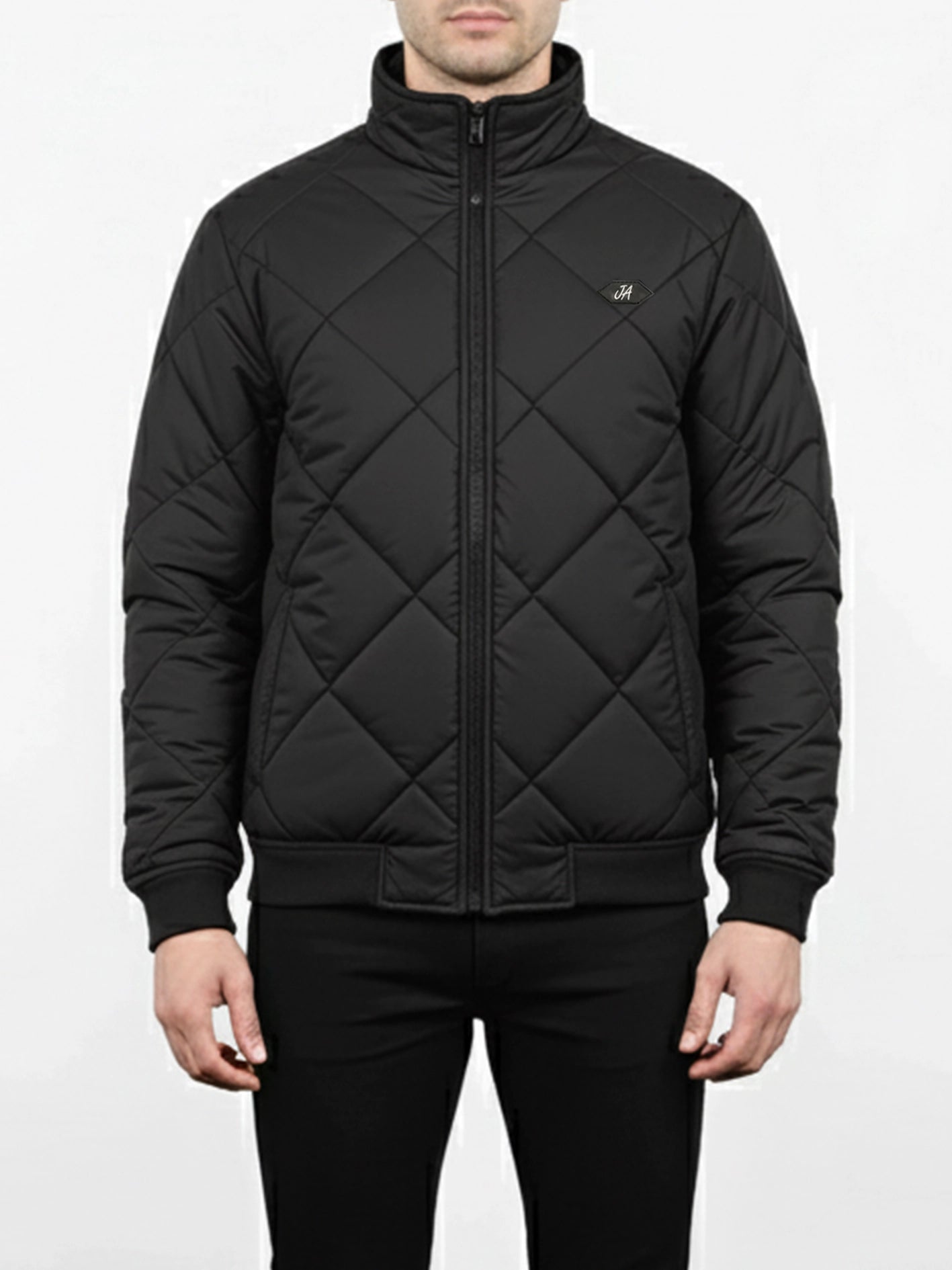 Diamond Quilted Puffer Jacket Black