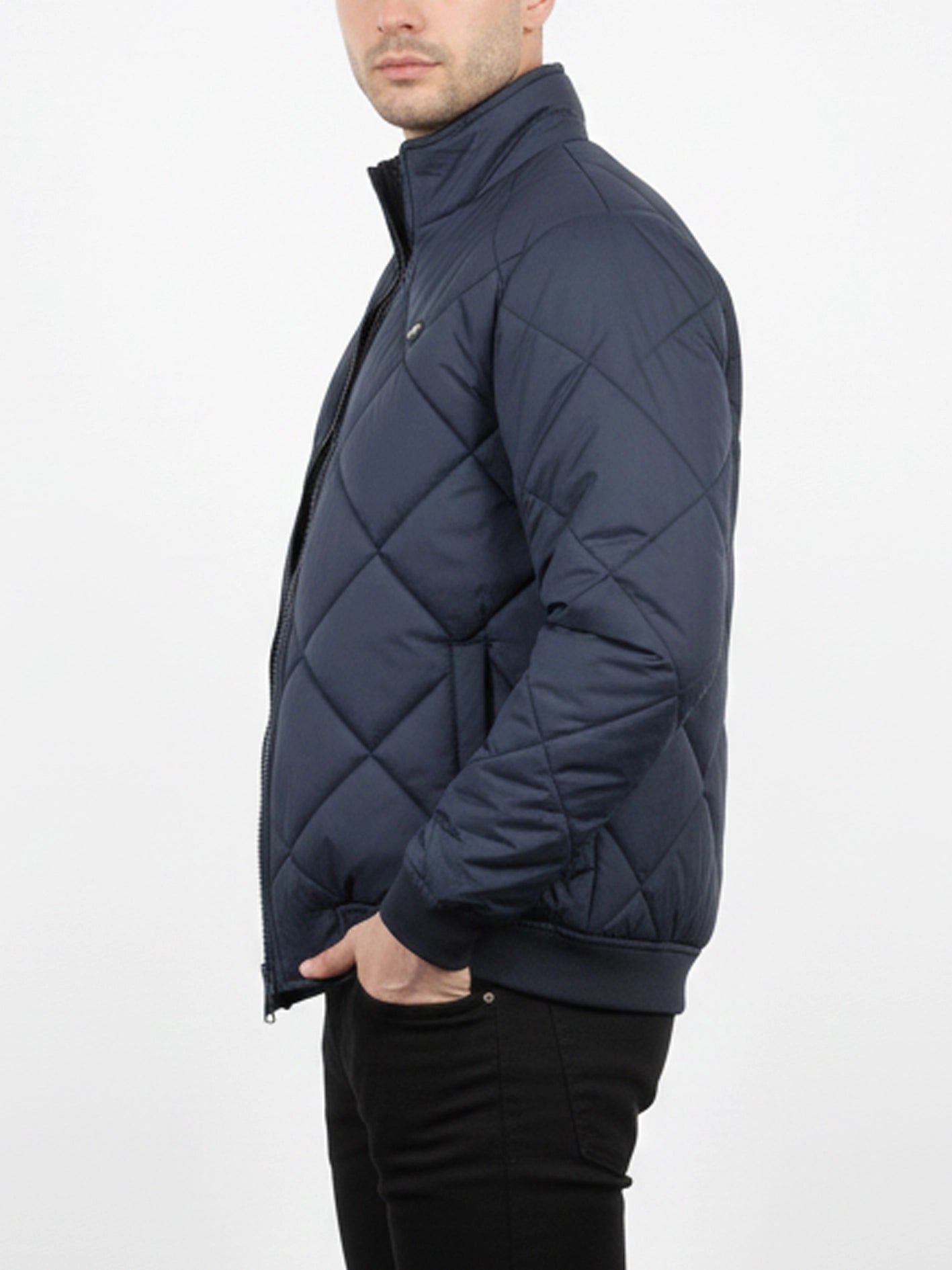 Diamond Quilted Puffer Jacket Navy