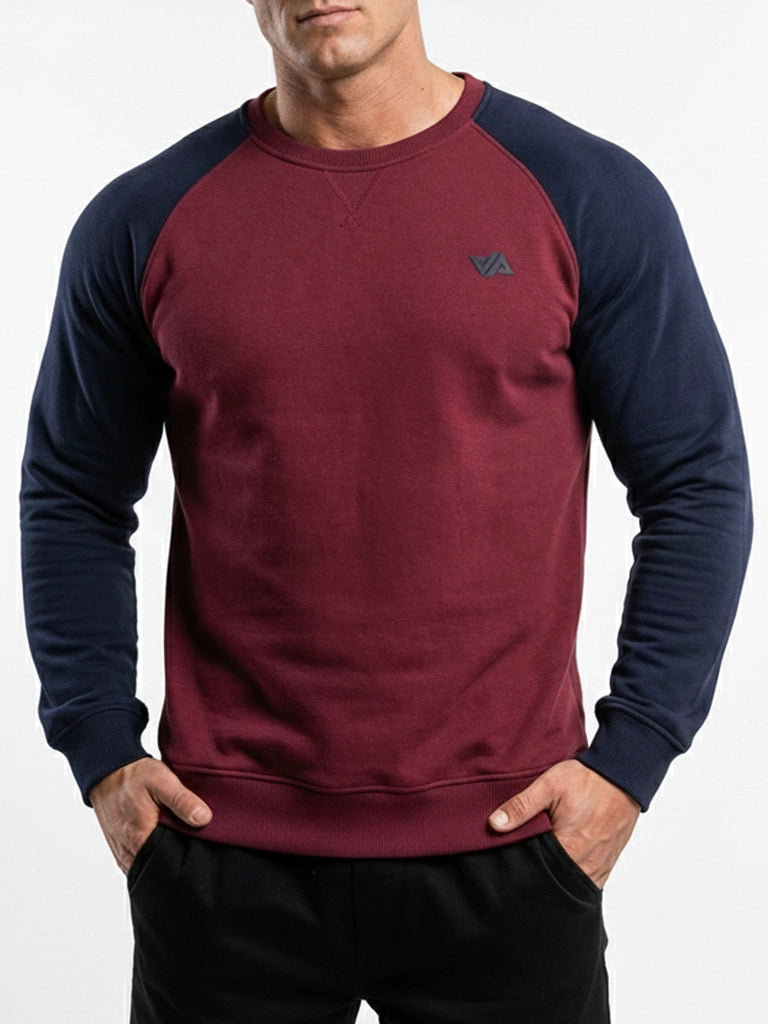 Raglan Navy Sleeves Sweatshirt