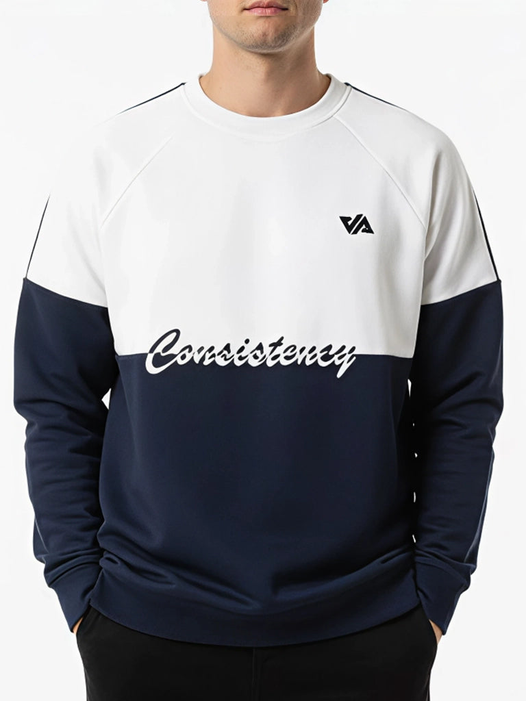 Raglan Panel Graphic Sweatshirt Blue & White