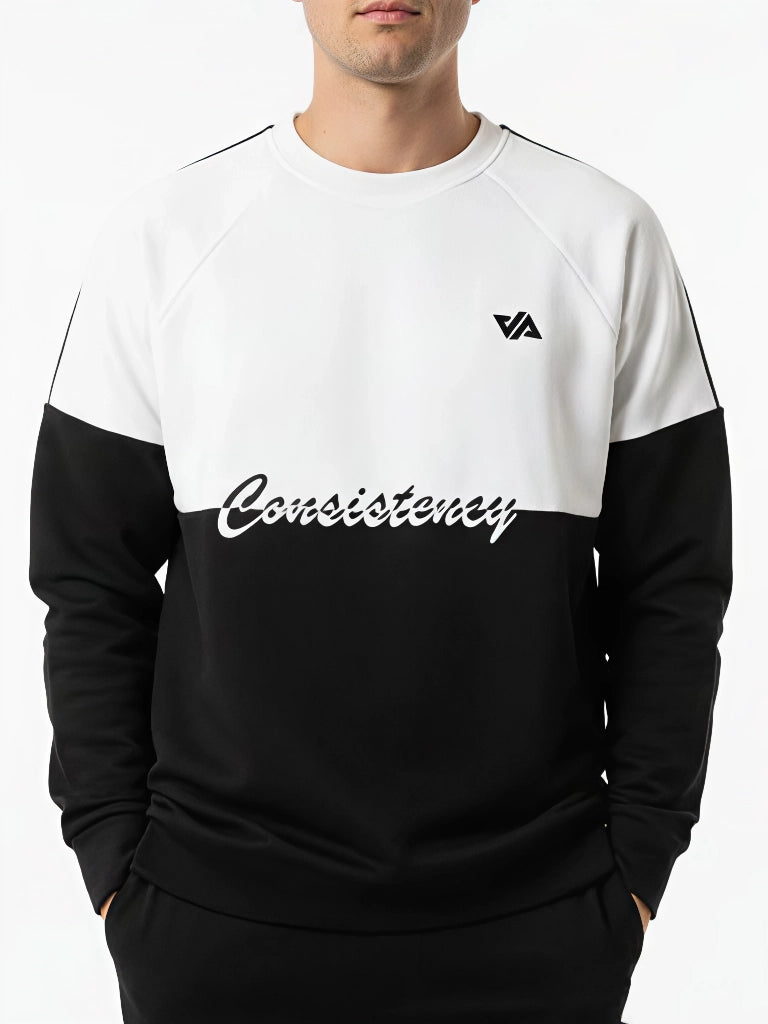 Raglan Panel Graphic Sweatshirt Black & White