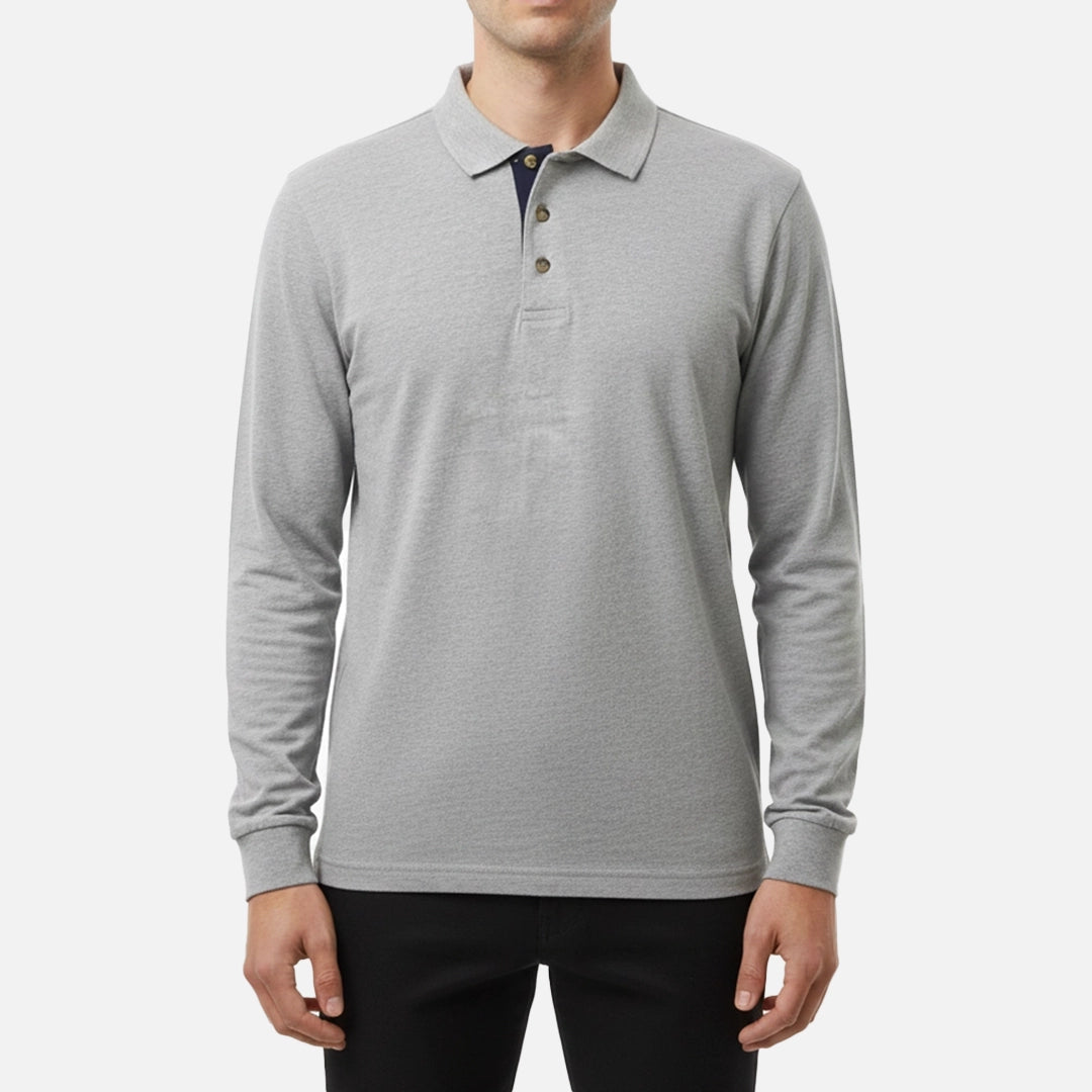 HTR Gray Full Sleeves Polo T-Shirt