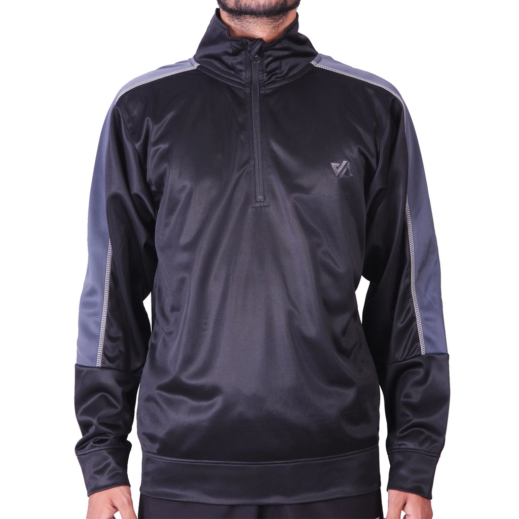 Polyester Mock neck Black Shirt – Classic Fit