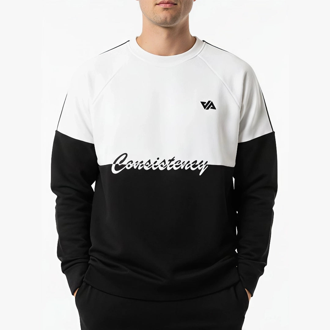 Raglan Panel Graphic Sweatshirt Black & White