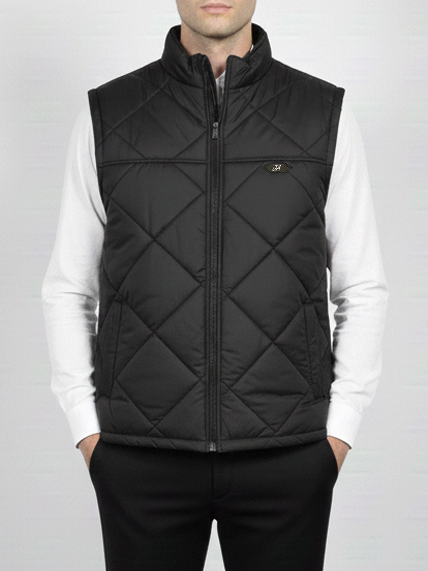 Diamond Quilted Sleeveless Puffer Jacket Black