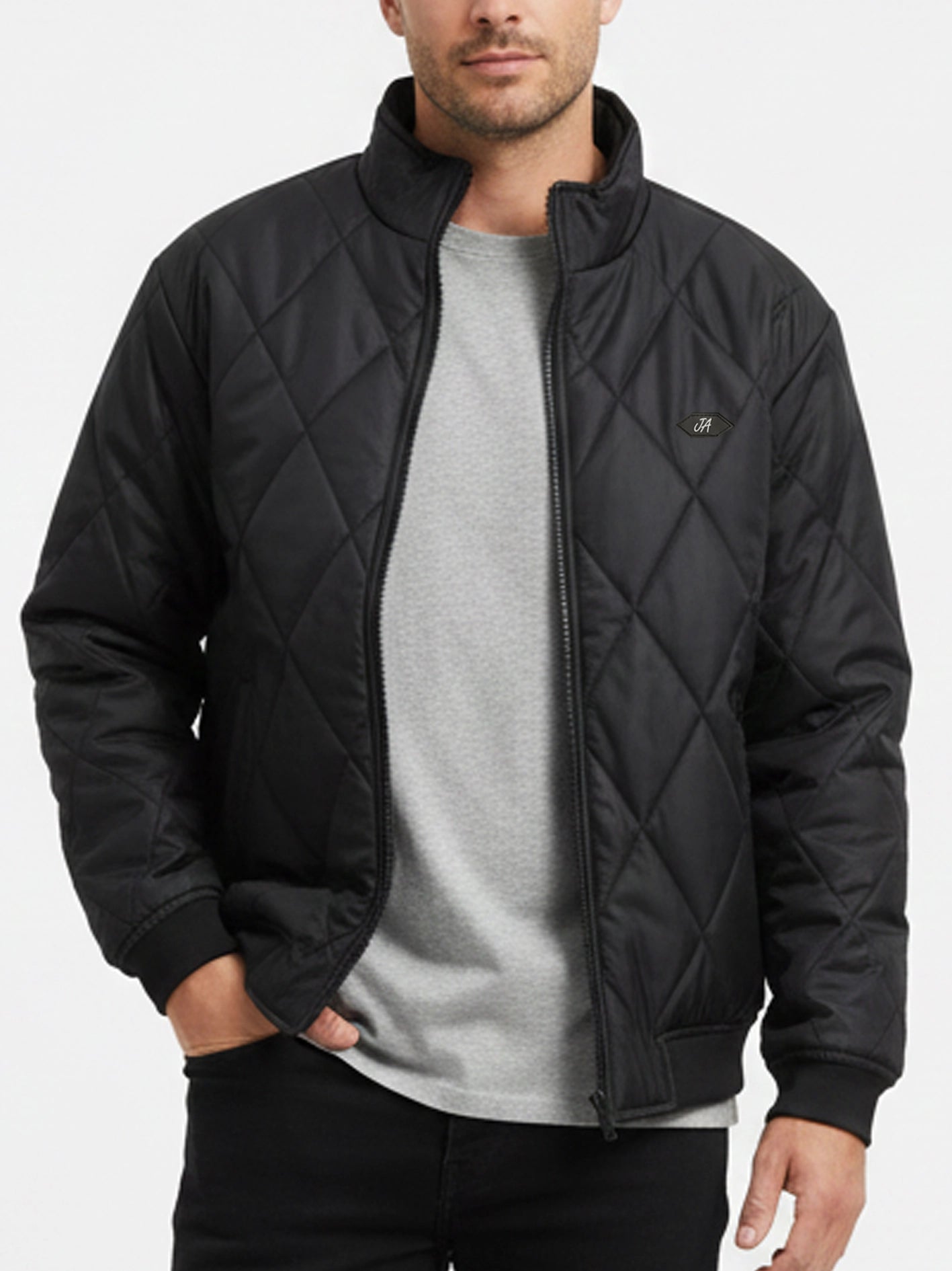 Diamond Quilted Puffer Jacket Black
