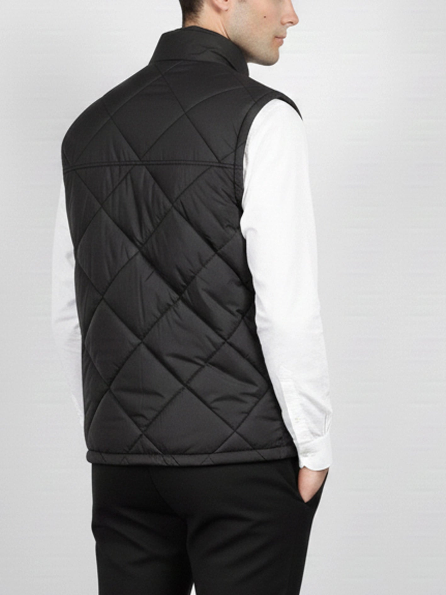 Diamond Quilted Sleeveless Puffer Jacket Black