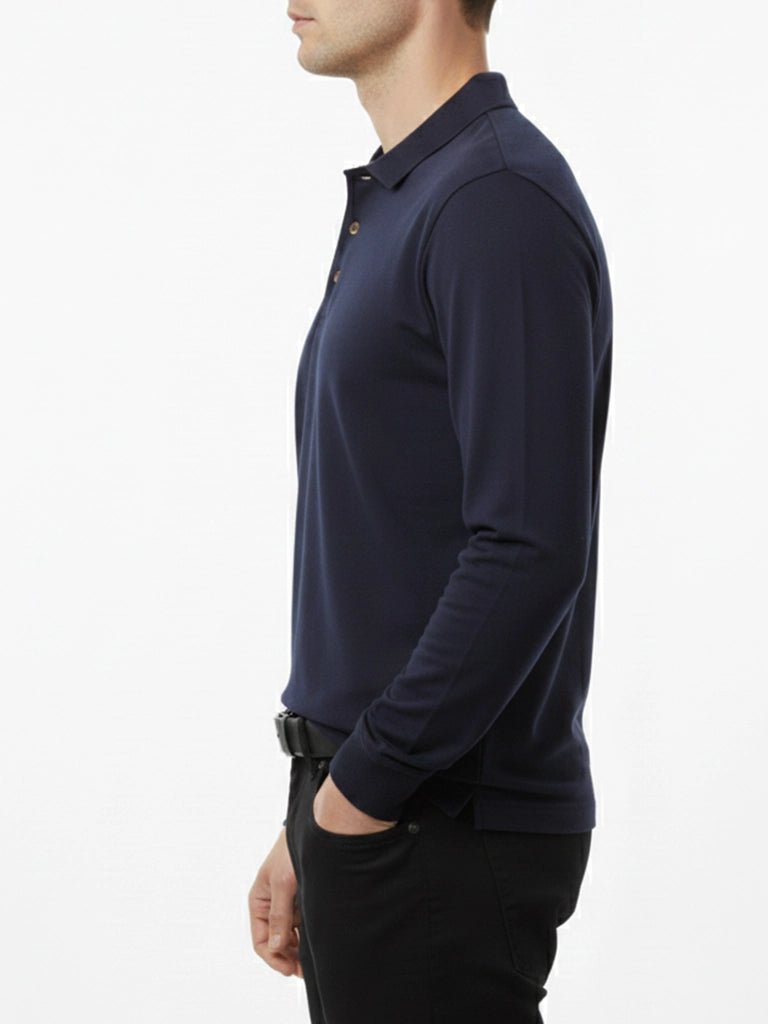 Navy Full Sleeves Polo T-Shirt