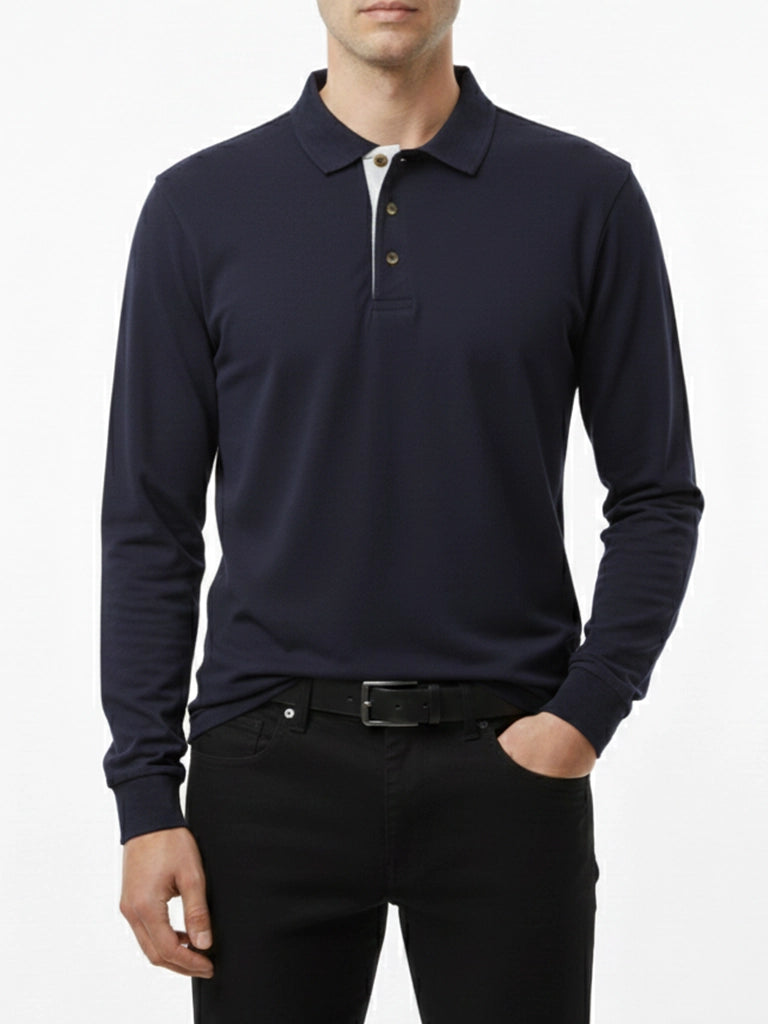 Navy Full Sleeves Polo T-Shirt