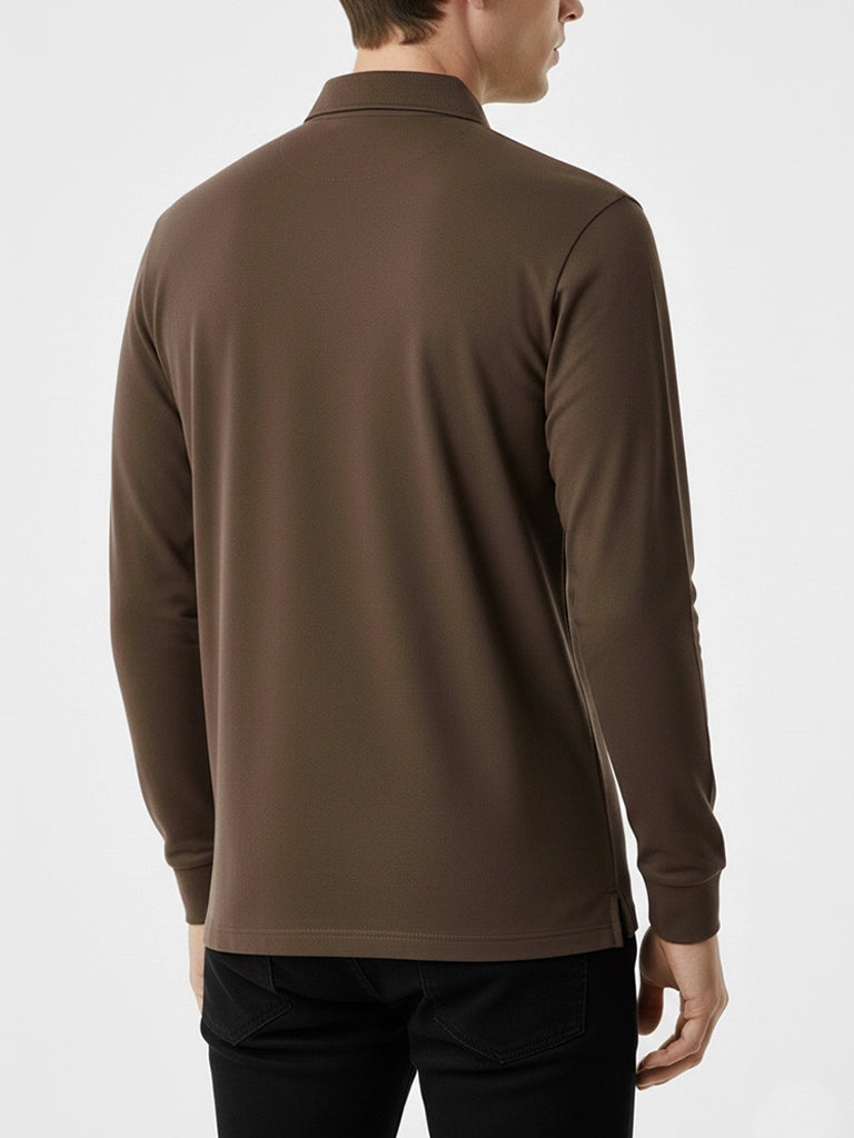 Brown Full Sleeves Polo T-Shirt