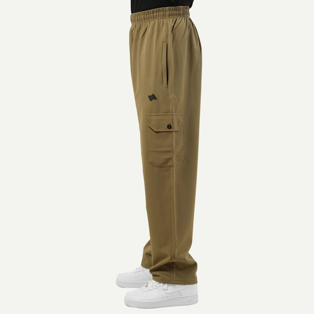 Khaki Woven Terry Wide Leg Cargo Trousers