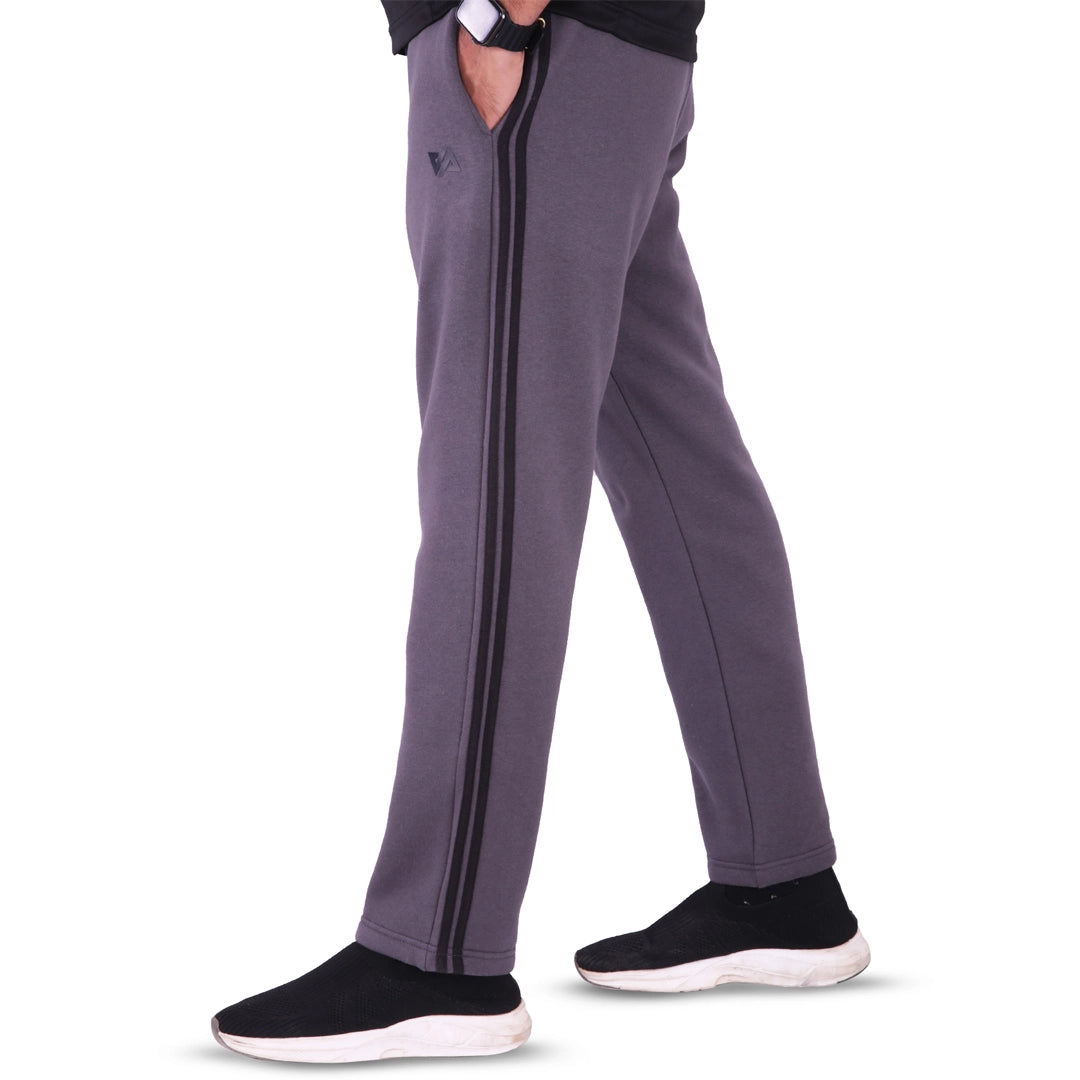 Cotton Fleece Trouser with Side Stripes - Grey