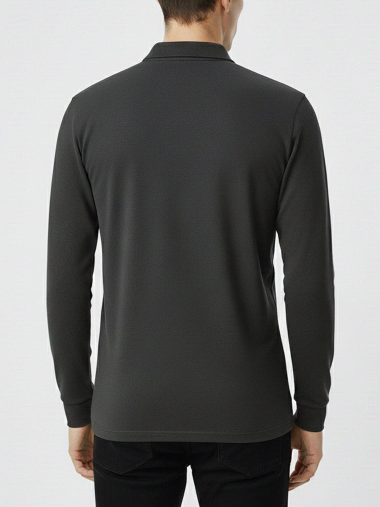 Gray Full Sleeves Polo T-Shirt