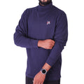 Full Sleeves Navy Mock Neck T-Shirt